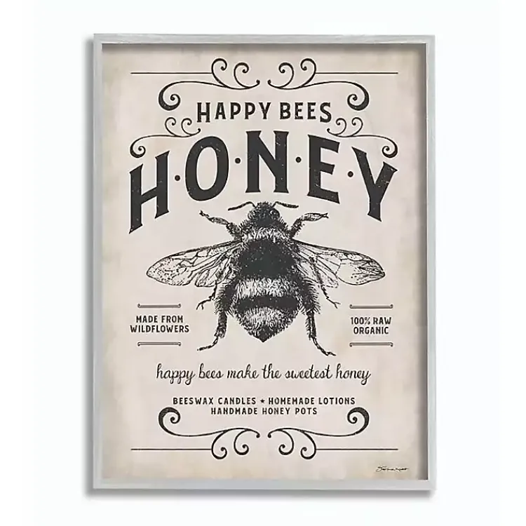 Kirklands Home Vintage Honey Bee Framed Wall Plaque Ivory Online
