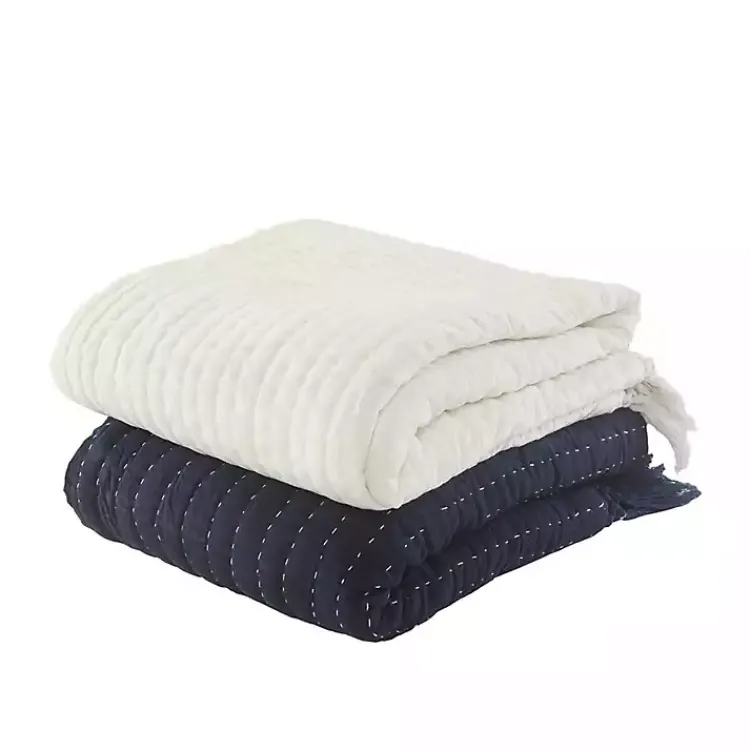 Blankets & Throws>Kirklands Home Vintage Cotton Fringe Throw Ivory