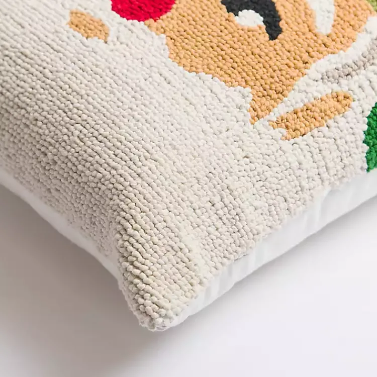 Christmas Pillows>Kirklands Home Vintage Jolly Santa Hooked Christmas Pillow
