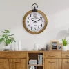 Kirklands Home Vintage Pocket Watch Wooden Wall Clock Clearance