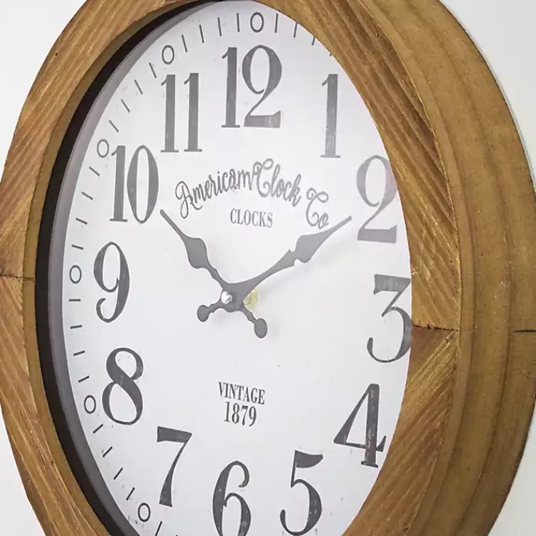 Kirklands Home Vintage Pocket Watch Wooden Wall Clock Clearance