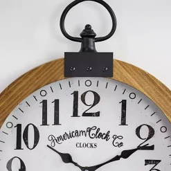 Kirklands Home Vintage Pocket Watch Wooden Wall Clock Clearance