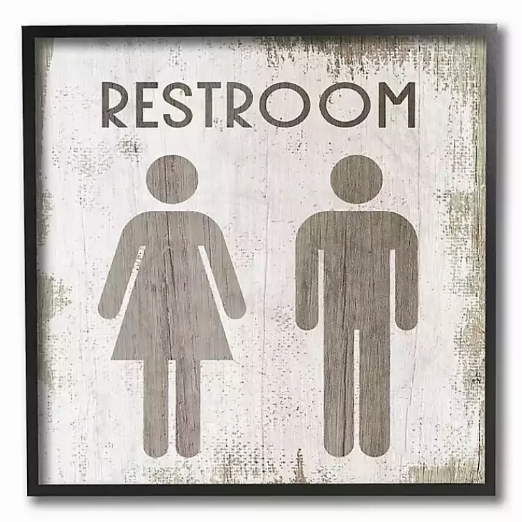 Kirklands Home Vintage Restroom Sign Framed Wall Plaque Brown Sale