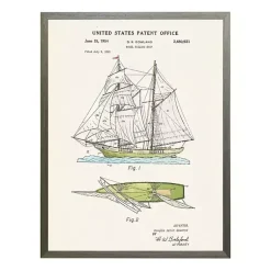 Kirklands Home Vintage Sailing Ship Patent Framed Art Print Best
