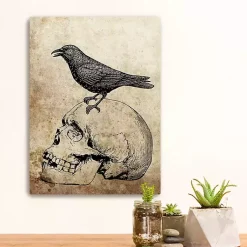 Halloween>Kirklands Home Vintage Skull & Raven Canvas Art Print