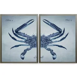 Kirklands Home Vintage Split Crab Framed Art Prints, Set of 2 Blue Hot