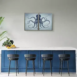 Kirklands Home Vintage Split Octopus Framed Art Prints, Set of 2 Blue Outlet