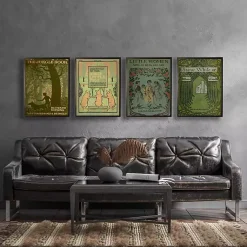 Kirklands Home Vintage Three Little Pigs Cover Framed Wall Art Green Clearance