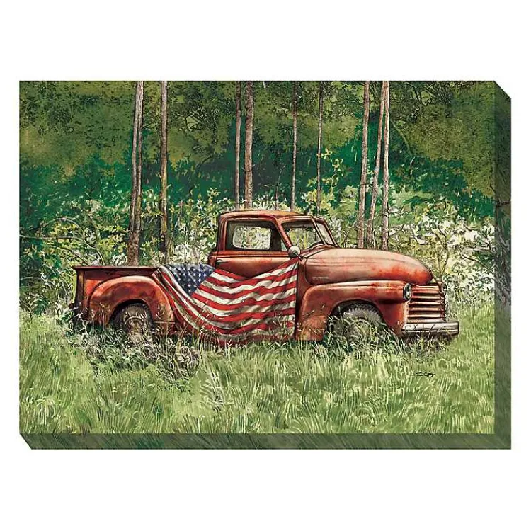 Kirklands Home Vintage Truck Outdoor Canvas Art Print, 40x30 in. Discount