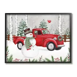 Christmas Art & Wall Decor>Kirklands Home Vintage Truck Snowman Framed Art Print