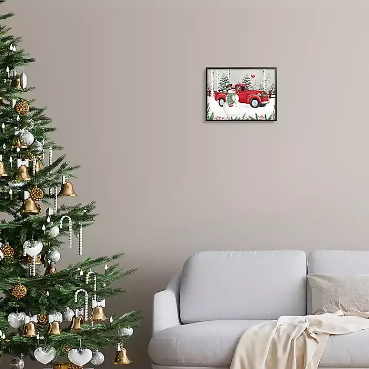 Christmas Art & Wall Decor>Kirklands Home Vintage Truck Snowman Framed Art Print