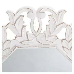 Kirklands Home Vintage White Carved Octagon Wall Mirror Outlet