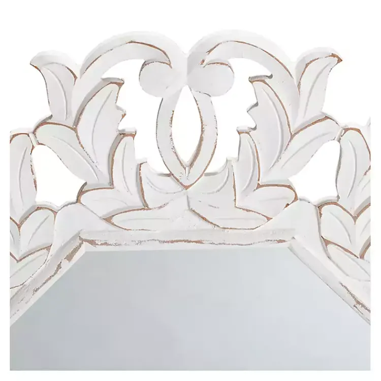 Kirklands Home Vintage White Carved Octagon Wall Mirror Outlet