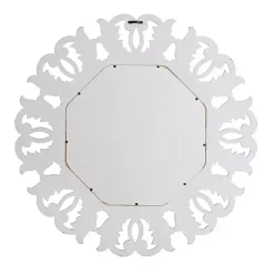 Kirklands Home Vintage White Carved Octagon Wall Mirror Outlet