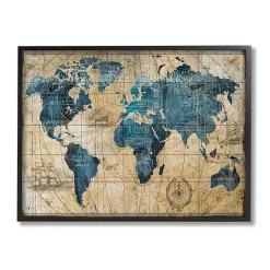 Kirklands Home Vintage World Map Framed Giclee Canvas Art Print Online