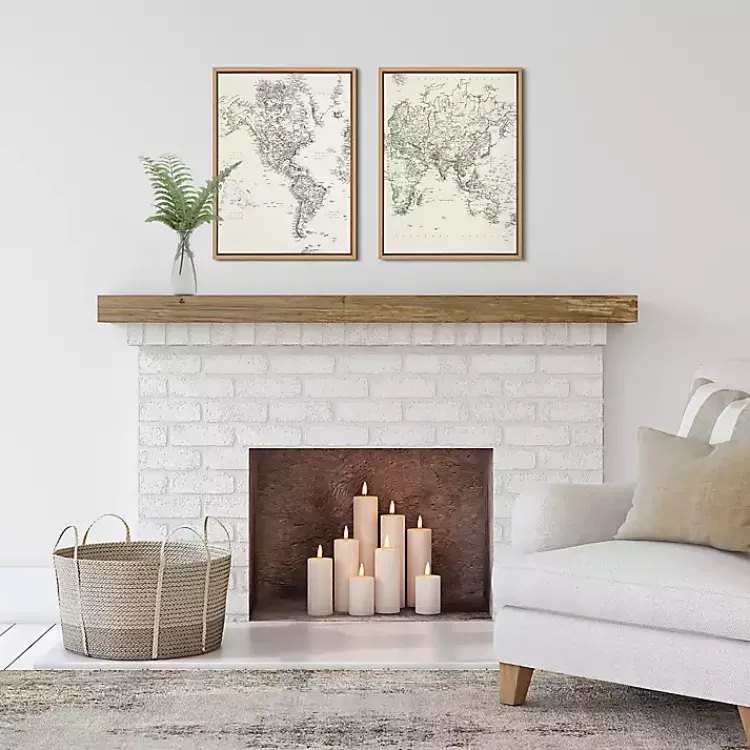 Kirklands Home Vintage World Map Framed Canvas Art, Set of 2 New