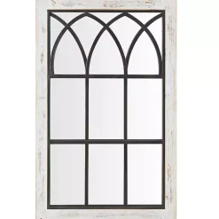Kirklands Home Vista Arched Windowpane Mirror Ivory New