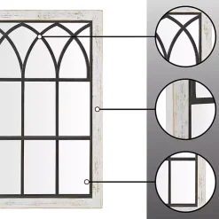 Kirklands Home Vista Arched Windowpane Mirror Ivory New
