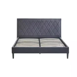 Kirklands Home Viv Charcoal Diamond Tufted Queen Bed Frame Gray Best