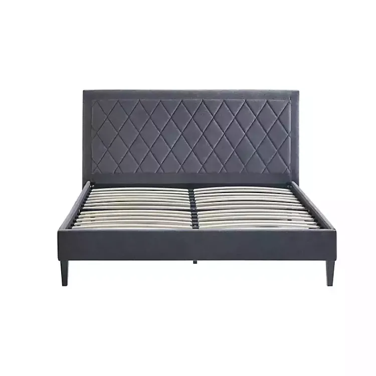 Kirklands Home Viv Charcoal Diamond Tufted Queen Bed Frame Gray Best
