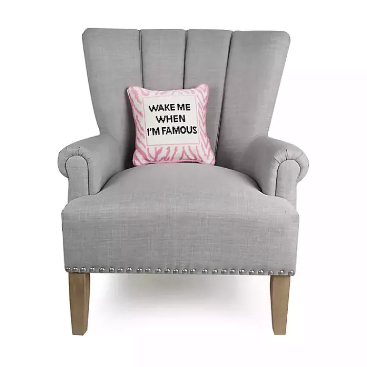 Pillows>Kirklands Home Wake Me When I'm Famous Needlepoint Throw Pillow