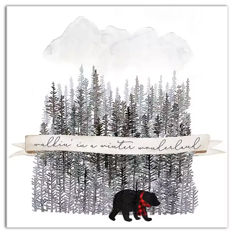 Christmas Art & Wall Decor>Kirklands Home Walking in a Winter Wonderland Canvas Art Print Gray