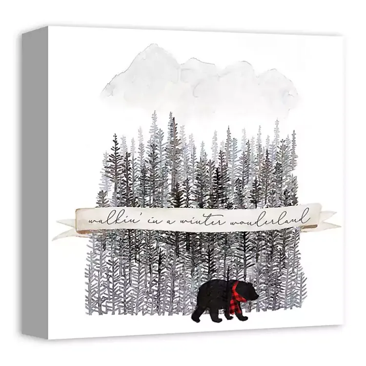 Christmas Art & Wall Decor>Kirklands Home Walking in a Winter Wonderland Canvas Art Print Gray