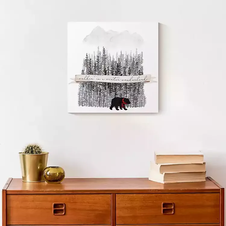Christmas Art & Wall Decor>Kirklands Home Walking in a Winter Wonderland Canvas Art Print Gray
