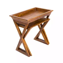 Kirklands Home Walnut Acacia Wood 2-pc. End Table Set Brown Online