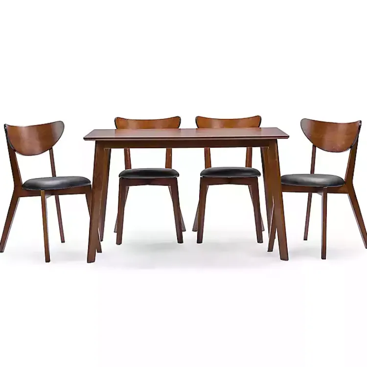 Kirklands Home Walnut and Black Mid-Century 5-pc. Dining Set