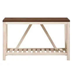 Kirklands Home Walnut and Whitewash A-Frame Console Table Ivory Hot