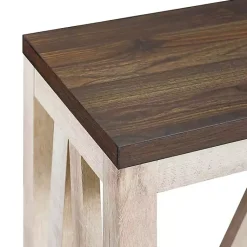 Kirklands Home Walnut and Whitewash A-Frame Console Table Ivory Hot
