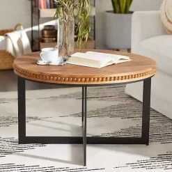 Kirklands Home Walnut Beaded Industrial Coffee Table Sale