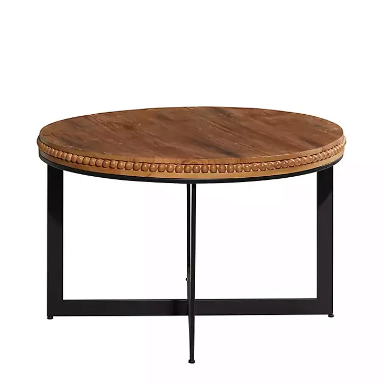 Kirklands Home Walnut Beaded Industrial Coffee Table Sale