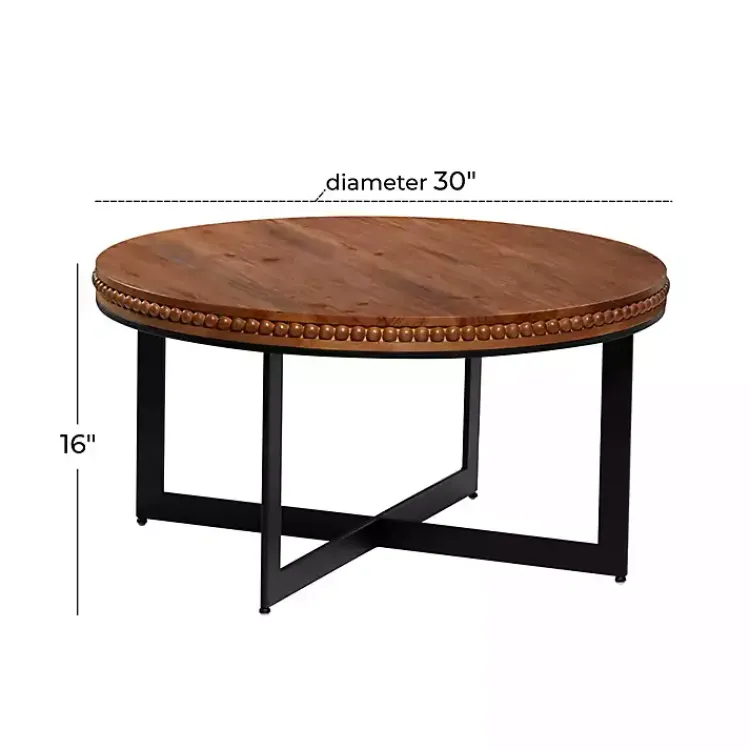 Kirklands Home Walnut Beaded Industrial Coffee Table Sale