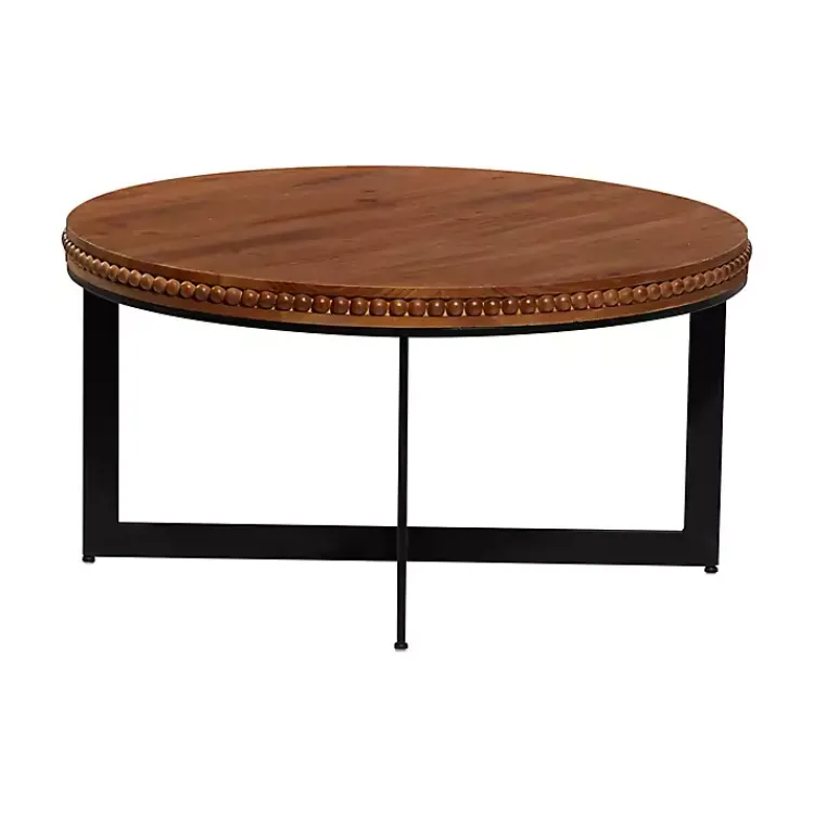 Kirklands Home Walnut Beaded Industrial Coffee Table Sale
