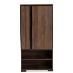 Kirklands Home Walnut Asymmetrical Shoe Storage Cabinet Brown Discount