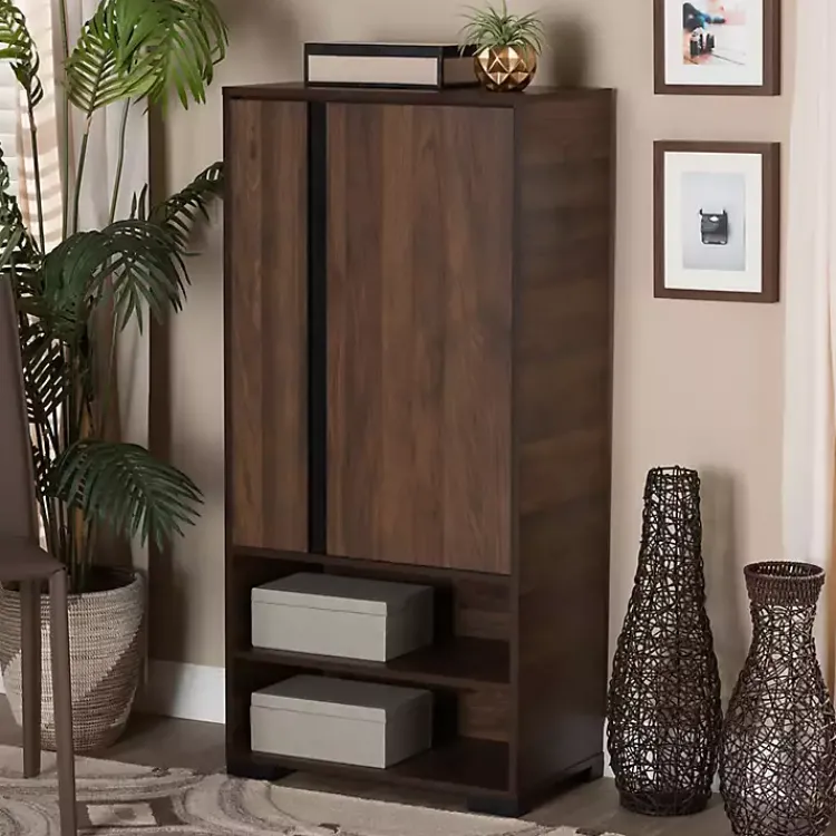 Kirklands Home Walnut Asymmetrical Shoe Storage Cabinet Brown Discount