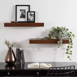 Kirklands Home Walnut Brown Floating Shelves, Set of 2 Best