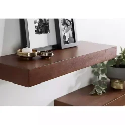 Kirklands Home Walnut Brown Floating Shelves, Set of 2 Best