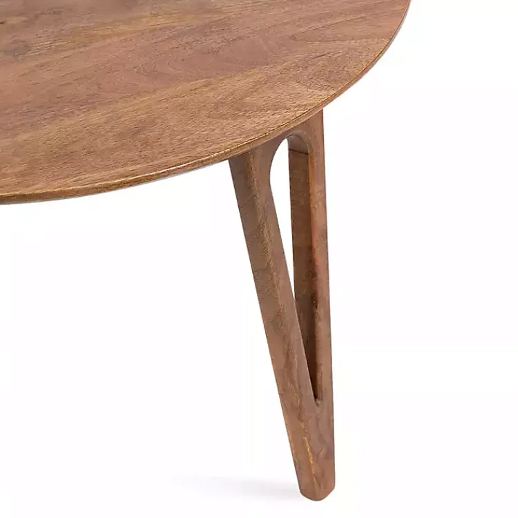 Kirklands Home Walnut Mango Wood Round Kershaw Coffee Table Brown Outlet