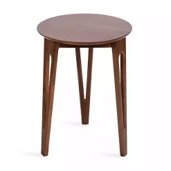 Kirklands Home Walnut Mango Wood Round Kershaw Accent Table Brown Best