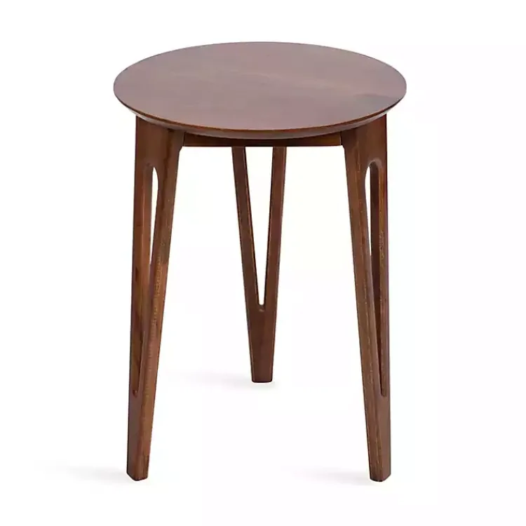Kirklands Home Walnut Mango Wood Round Kershaw Accent Table Brown Best