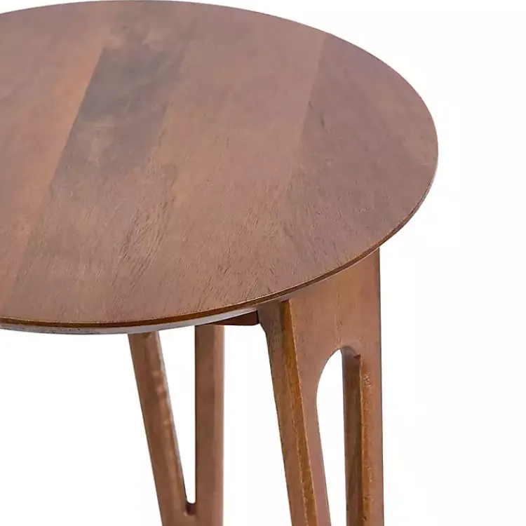 Kirklands Home Walnut Mango Wood Round Kershaw Accent Table Brown Best
