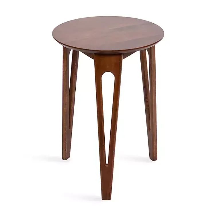 Kirklands Home Walnut Mango Wood Round Kershaw Accent Table Brown Best