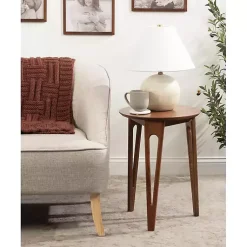 Kirklands Home Walnut Mango Wood Round Kershaw Accent Table Brown Best