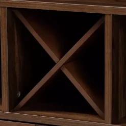 Kirklands Home Walnut Brown Open Shelf Wine Cabinet Sale