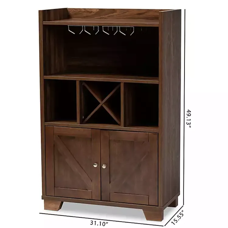 Kirklands Home Walnut Brown Open Shelf Wine Cabinet Sale