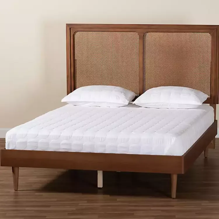 Kirklands Home Walnut Rattan Amelia Queen Bed Brown