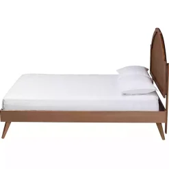 Kirklands Home Walnut Rattan Kelly Queen Platform Bed Brown Sale